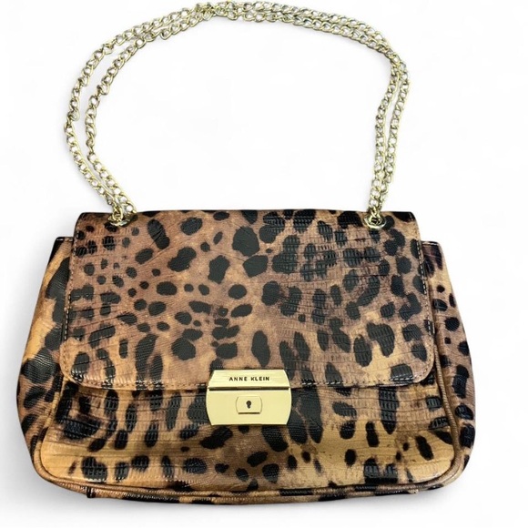 Anne Klein Animal Print Shoulder Bag with Gold Chain - Picture 1 of 8